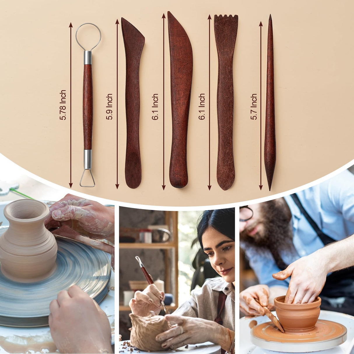 Amrules Clay Tools Kit, 27 PCS Red Pottery Tools, Practical Polymer Clay Sculpting Tools Kit, Air Dry Clay Tools Set for Adults, Pottery Craft, Dotting, Carving, Drawing, Molding, Modeling, Shaping Amrules