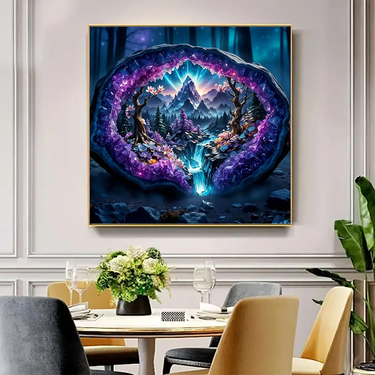 Crystal World Landscape Diamond Art Kits for Adults, 5D Diamond Painting Kits for Adults Beginners, DIY Full Round Drill Diamond Dot Painting Gem Art Kits for Adult, Home Wall Decor 13.8x13.8 Inch VCLKDIY