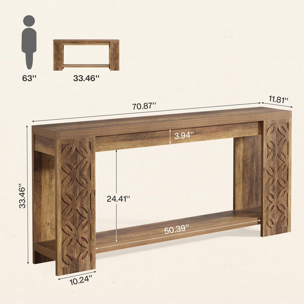 Tribesigns 70.9" Long Console Table with Storage, Narrow Sofa Table Behind Couch, Farmhouse Wooden Entryway Furniture for Living Room, Hallway, Entrance Tribesigns