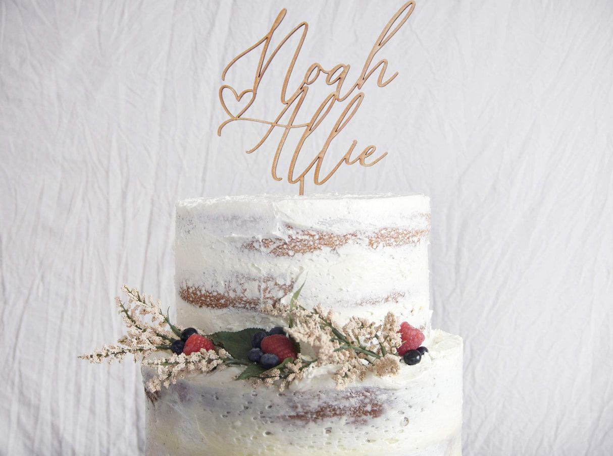 Personalized Rustic Name Wedding Cake Topper | Custom Cake Topper | Wood Cake Topper designLEE Studio
