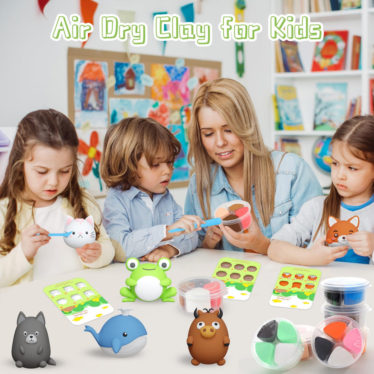 AWNOGKUE Air Dry Clay for Kids,12 Boxs Modeling Clay Kit with 5 Sculpting Tools, Safe Non-Toxic Model Magic Clay, DIY Art and Crafts Toy Gift, Party Home Favors for Boys, Girls, Toddler AWNOGKUE