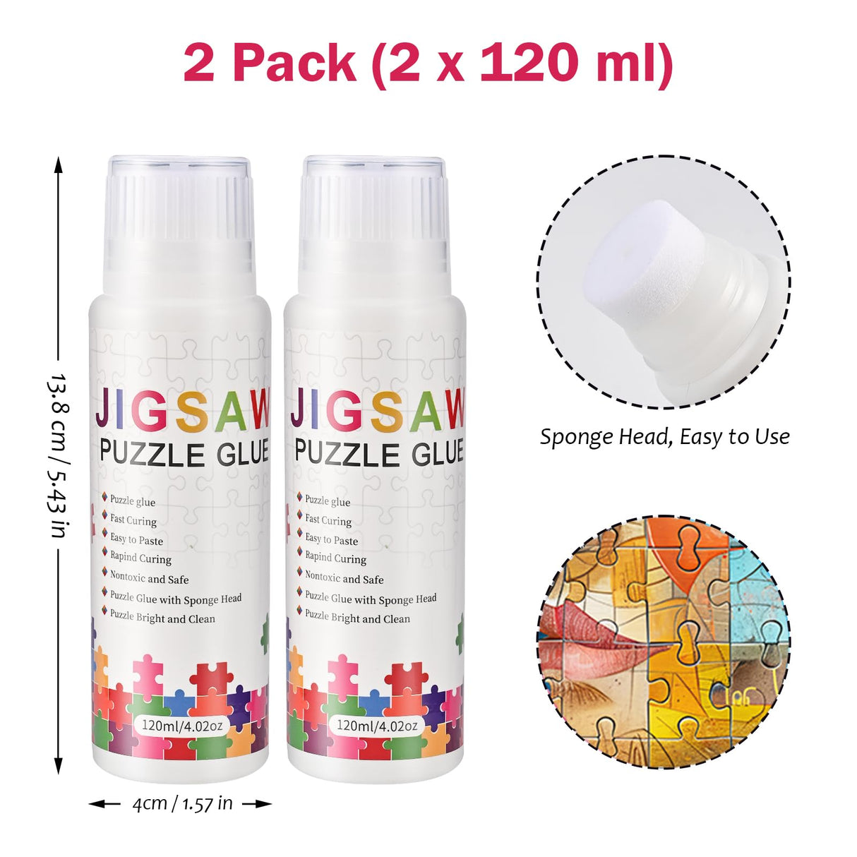 Faburo 2 x 120ml Jigsaw Puzzle Glue Clear, 8 Oz Glue for Puzzles to Frame, Clear Puzzle Glues Kit, Puzzle Preserver Sealer for 1000 Pieces, Wood Puzzle Saver Glues Spray, 2 Pack Faburo