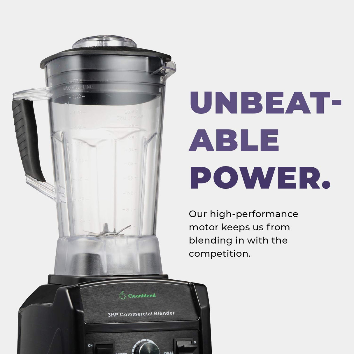 Cleanblend Commercial Blender with 5-Year Full Warranty - 1800W, 3HP, 64oz High-Performance Professional Countertop Blender with Stainless Steel Blades Cleanblend
