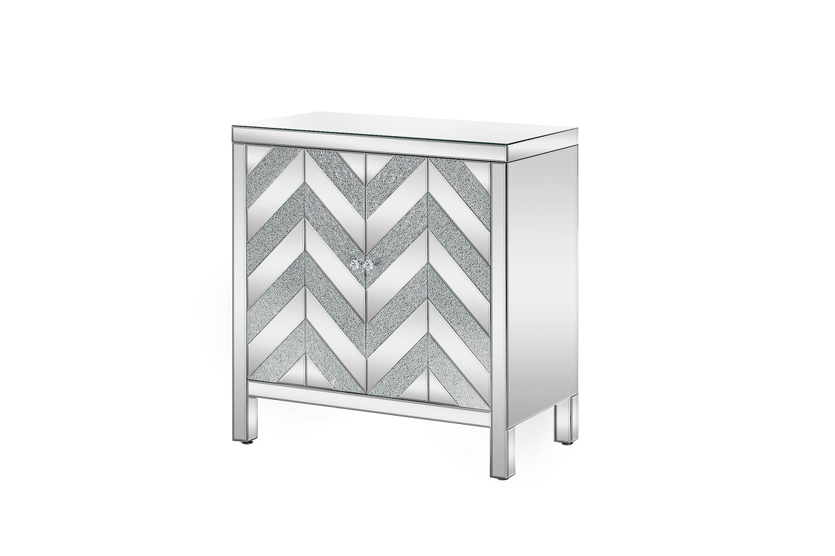 Goujxcy Mirror Storage Cabinet with Diamond Trim, Modern Silver Mirrored Sofa Console Table, Elegant Buffet Sideboard Entrance Cabinet Drawer Chest for Entryway Living Room Bedroom Kitchen Goujxcy