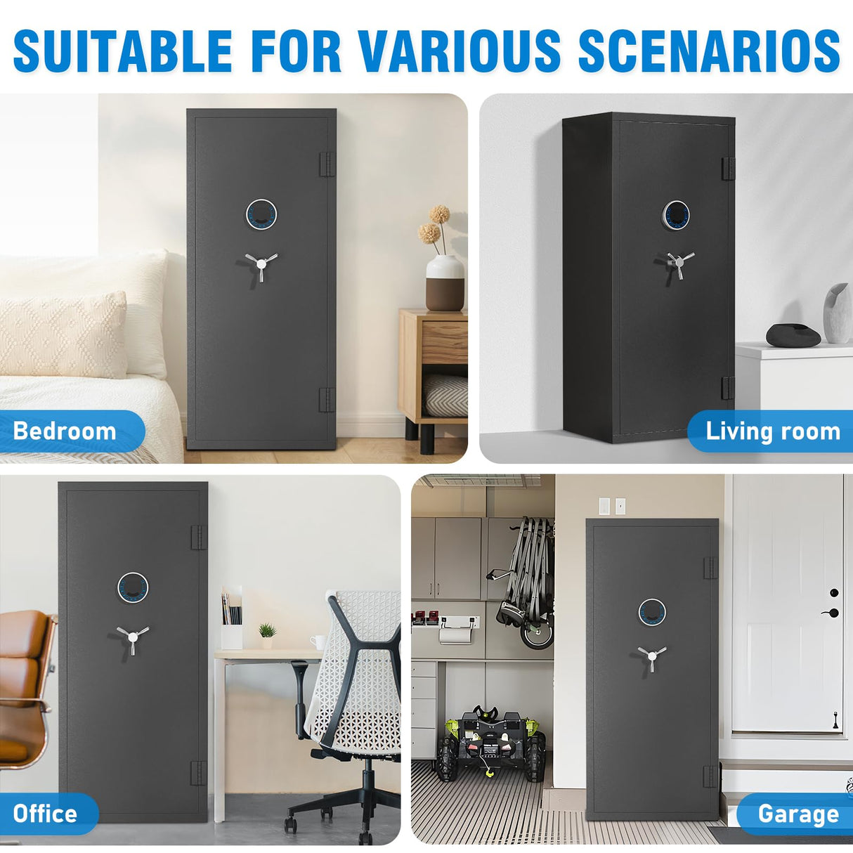 15-20 Gun Safe, Large Gun Safe for Rifles and Pistols, Unassembled Rifle Safe with Adjustable Shelf & Gun Rack, Gun Safe for Home and Shotgun, Quick Access Gun Cabinet with Mute Function & Dual Alarm Riflevault