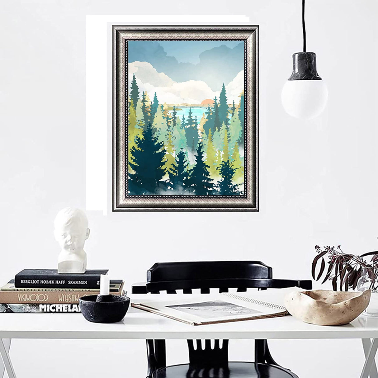 Hestarcul 5D Diamond Painting Scenery Kit,Diamond Art Kits for Adults,Abstract Landscape Paint with Diamonds Round for Gift,Wall Decor(12x16) (Forest) Hestarcul