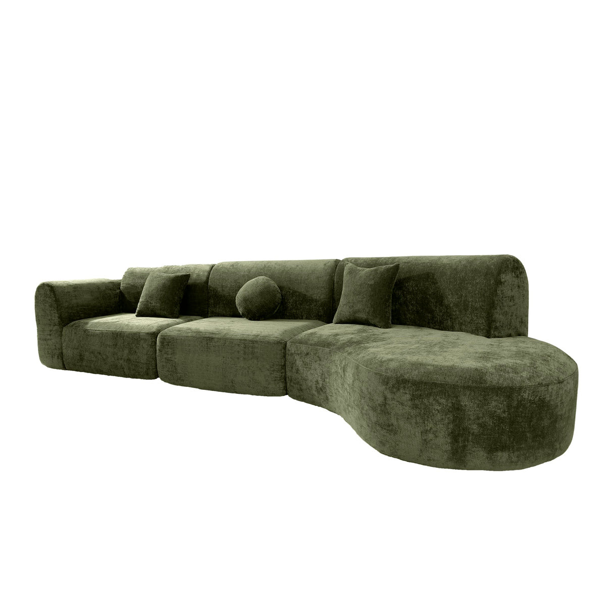 Christopher Knight Home Grelyn Modern Curved Modular Sectional Sofa, Wool Fabric Large Cloud Couch, 6-Seater L-Shaped Couch for Living Room, 3-Piece Lounge Sofa with Chaise,Fully Assembled,Olive Green Christopher Knight Home