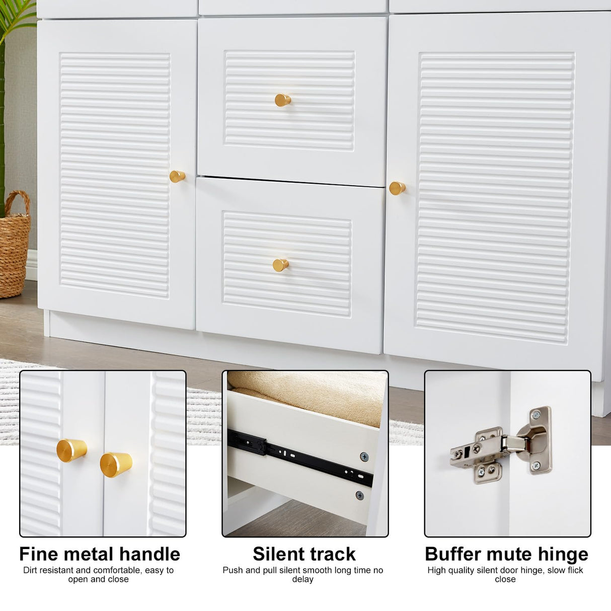 Sophshelter 74.2" Armoire Wardrobe Closet Storage, Wood 3 Door 2 Drawers White Closet Cabinet for Large Capacity, Tall Cabinet Closet with Hanging Rod and 5 Storage 47.3" L x 20.3" W x 74.2" H Sophshelter
