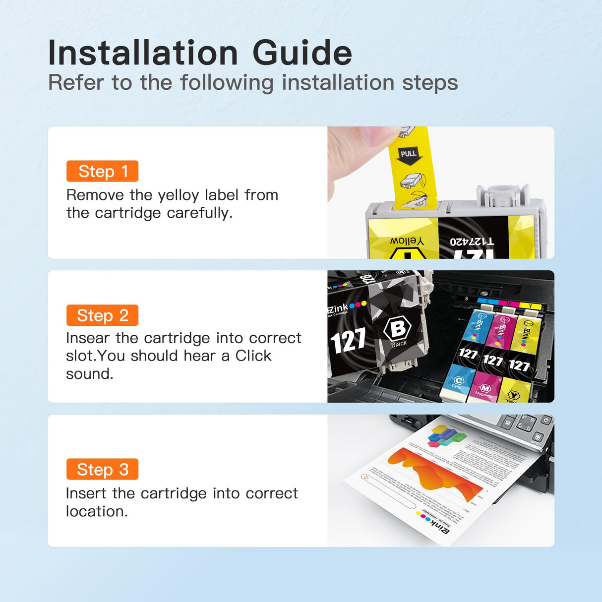 E-Z Ink Remanufactured Ink Cartridges Replacement for Epson 127 T127 to use with NX530 625 WF-3520 WF-3530 WF-3540 WF-7010 WF-7510 7520 545 645 (4 Large Black, 2 Cyan, 2 Magenta, 2 Yellow) 10Pack E-Z Ink