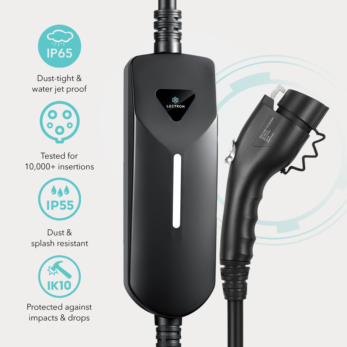 Lectron Level 1 / Level 2 EV Charger (12 Amp / 40 Amp) with Dual Charging Plugs (NEMA 5-15 & 14-50) - Portable Electric Car Charger Compatible with All J1772 EVs (Black) Lectron