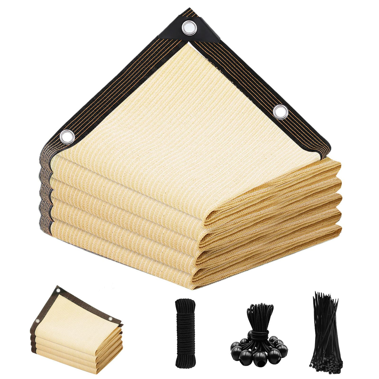 90% Sun Shade Cloth Shade Fabric with Grommets 10'x14' Shade Fabric Pergola Shade Cover Canopy Mesh Tarp Sun Screens for Outdoor Patio Garden (Beige) MAKUANG