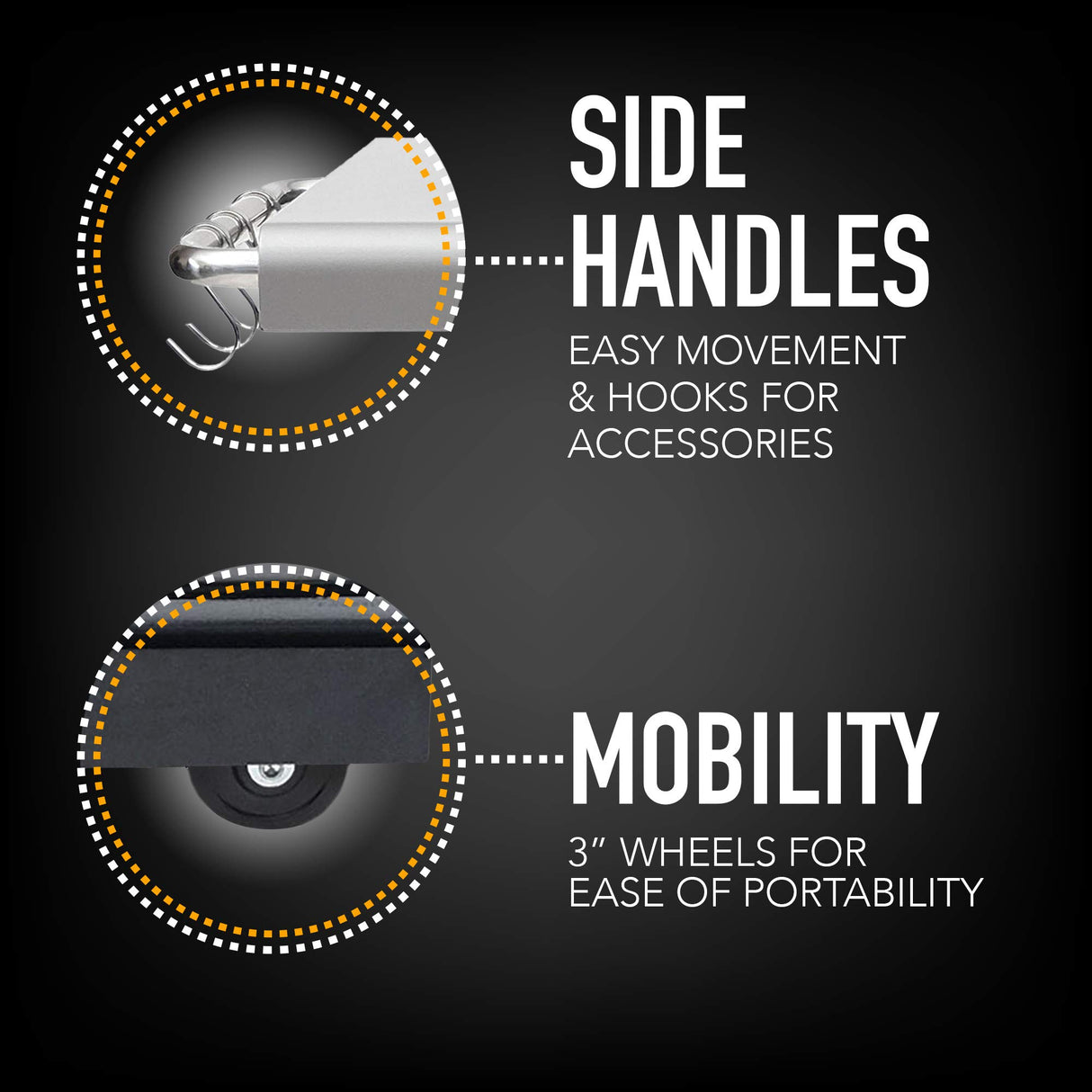 Kenmore 3-Burner Propane BBQ Grill, 30,000 BTUs Gas Grill with Cast Iron Cooking Grates, Folding Side Tables & Wheels, Outdoor Grill with Tool Hooks, Black Kenmore