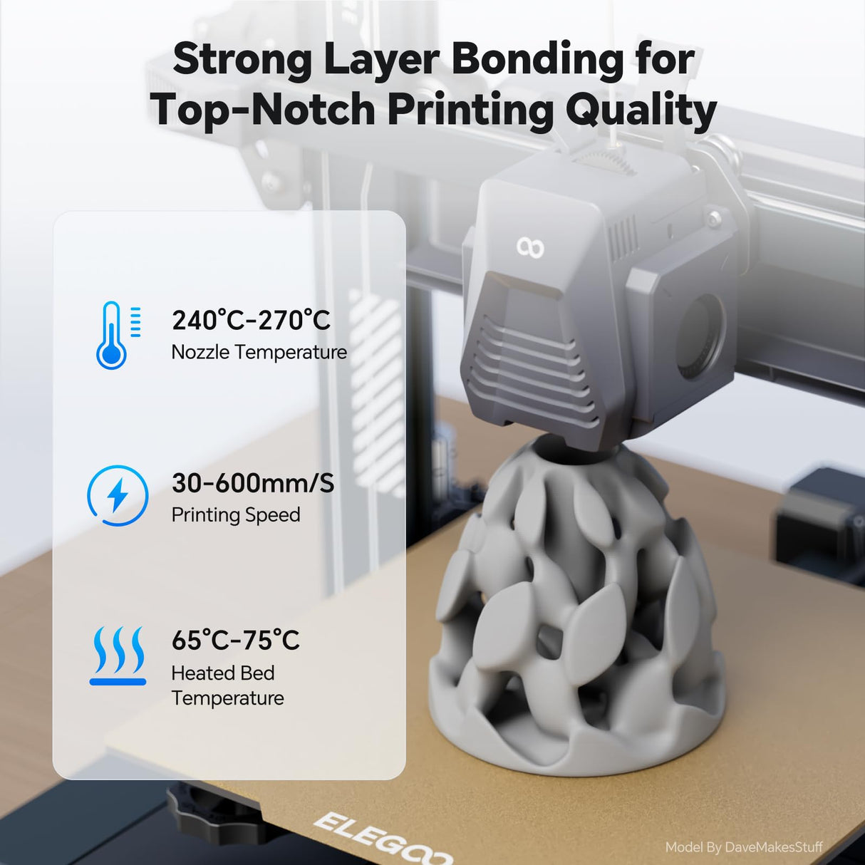 DEEPLEE Rapid PETG Filament 1.75mm, High Speed PETG 3D Printer Filament Up to 600 mm/s, Dimensional Accuracy +/- 0.02 mm, Fits for Most FDM 3D Printers, 1kg Black Deeplee