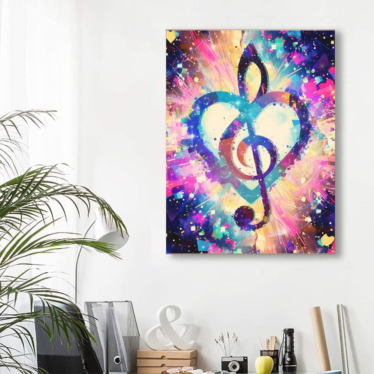 YOUSHIHA Music Notes Diamond Painting Kits for Adults,DIY 5D Musical Instrument Diamond Art Full Drill for Adult,for Beginner Home Wall Decor Gift 8x12 Inch YOUSHIHA