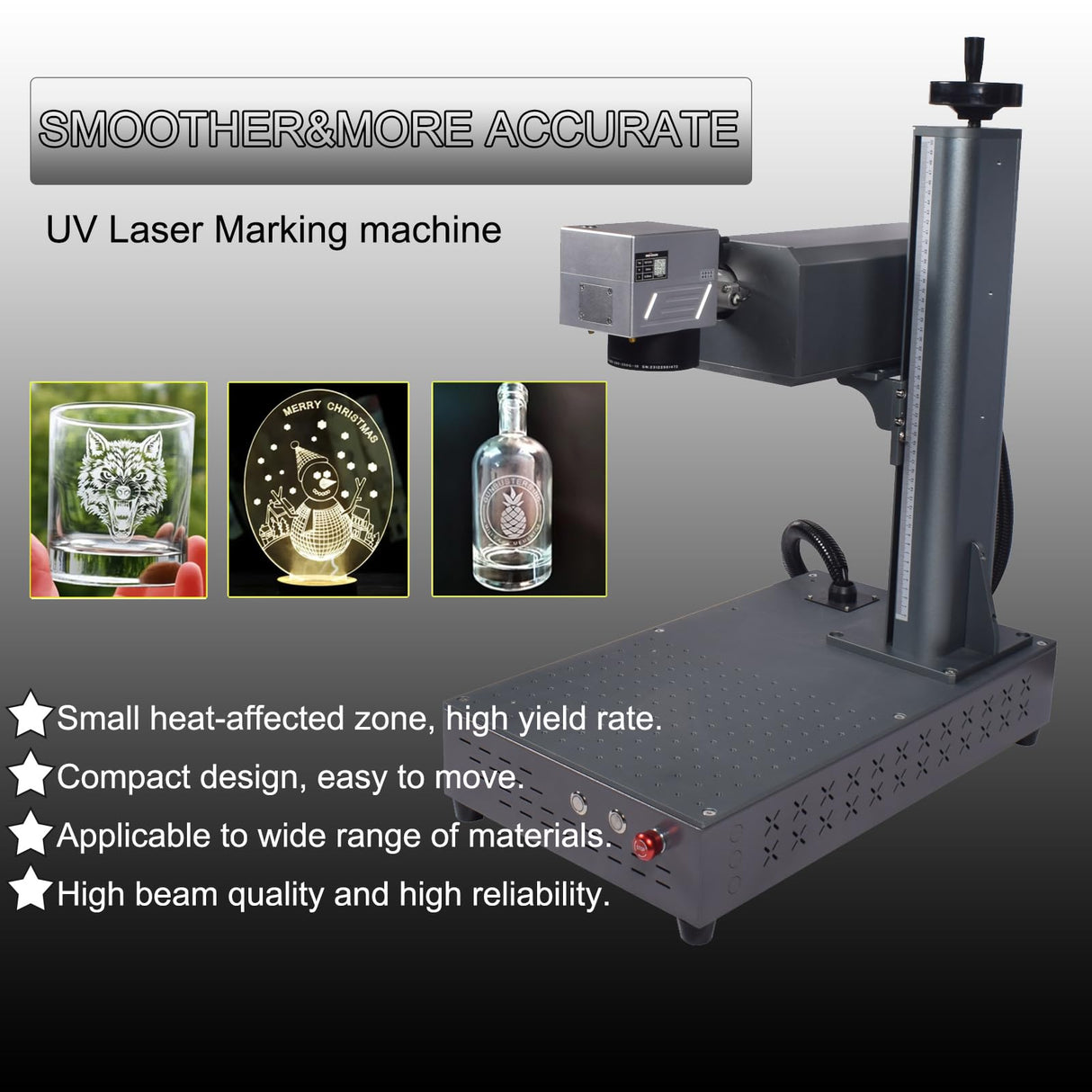 JPT 3W/5W UV Laser Engraver Laser Marking Machine, 175×175mm(6.9x6.9") with S&A Water Chiller and D80 Rotary Axis (UV 5W) Ovsuqu