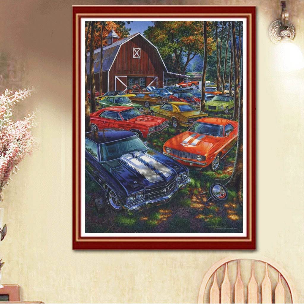 BOHADIY Diamond Painting Kits for Adults and Kids Cars Diamonds Art Paint with Diamonds Large Size Inch 5d Diamond Painting Crystal Diamond Cross DIY 5D Round Full Drill Art 16 × 12in BOHADIY