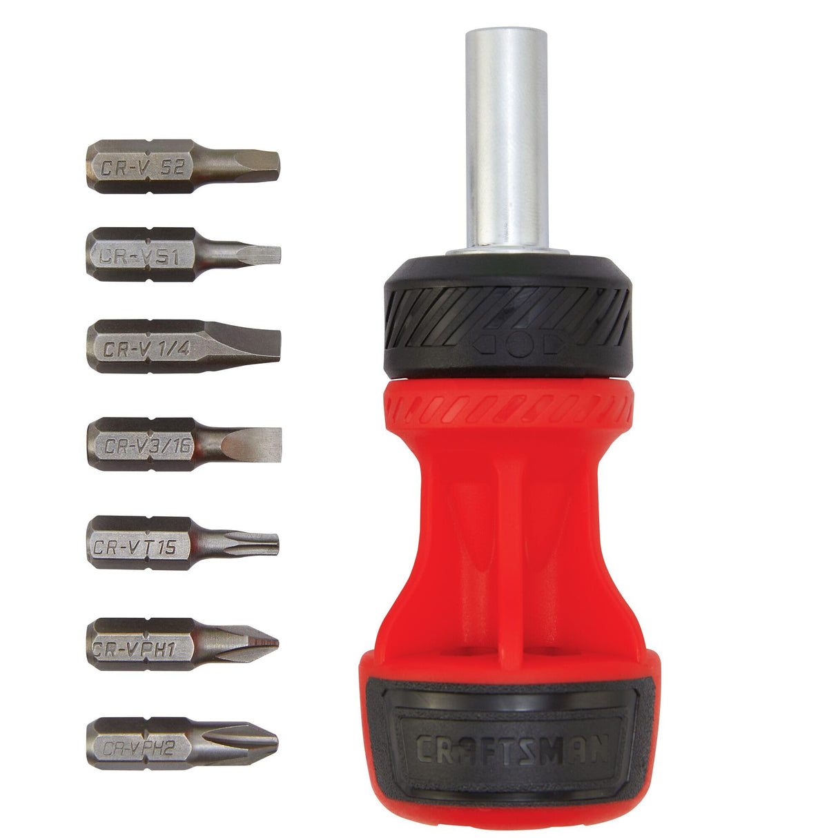 CRAFTSMAN Ratcheting Screwdriver, Stubby Push-n-Pick Set with Multi-Bits, 8 Piece (CMHT68132) CRAFTSMAN