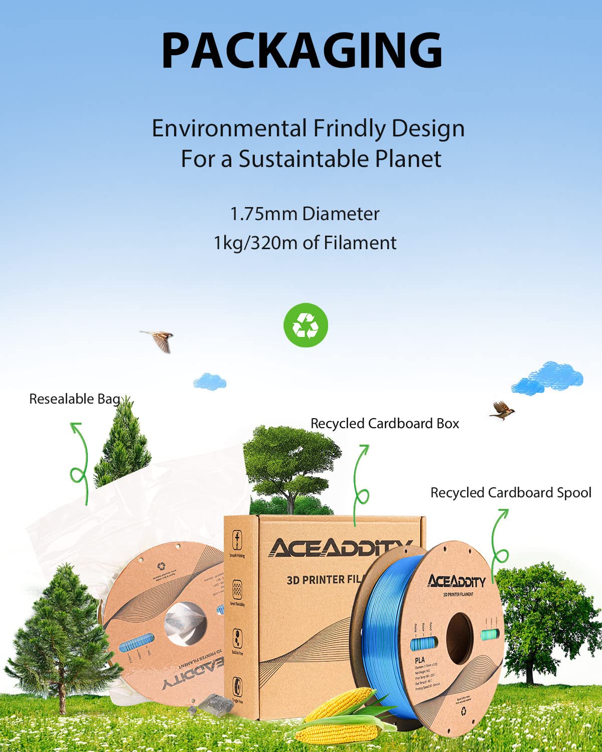 Aceaddity Silk Magic PLA 3D Printer Filament, Dual-Colour Co-Extrusion 1.75mm 3D Printing PLA Filament, Shiny Silk Coextruded PLA, Dimensional Accuracy +/- 0.02 mm, 1kg/2.2lbs (Blue-Rose Red) Aceaddity