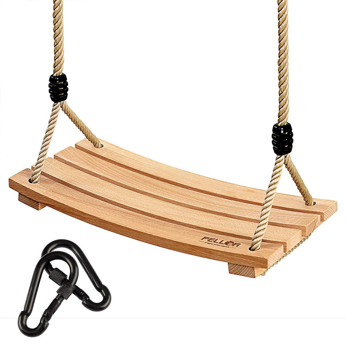 Pellor Wood Tree Swing Seat,Indoor Outdoor Rope Wooden Swing Set for Children Adult Kids (Burlywood) PELLOR