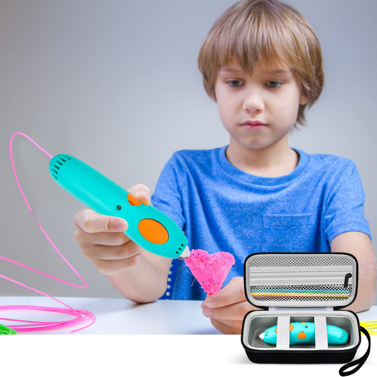 ANKHOH Case Compatible with 3Doodler Start+ Essentials (2023) for 3D Pen Set for Kids, Storage Organizer Holder for Printing Filament Refill and Micro-USB Charger, Black (Box Only) ANKHOH