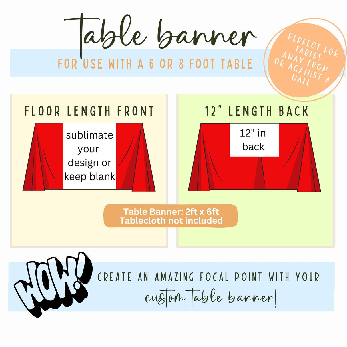 Get Snappin Table Runner, White 100% Polyester Sublimation Blanks, Screen Print Blank, Table Decor, Party Decor, Vendor Booth, Blank Banner (2' x 6', 1pc) Get Snappin