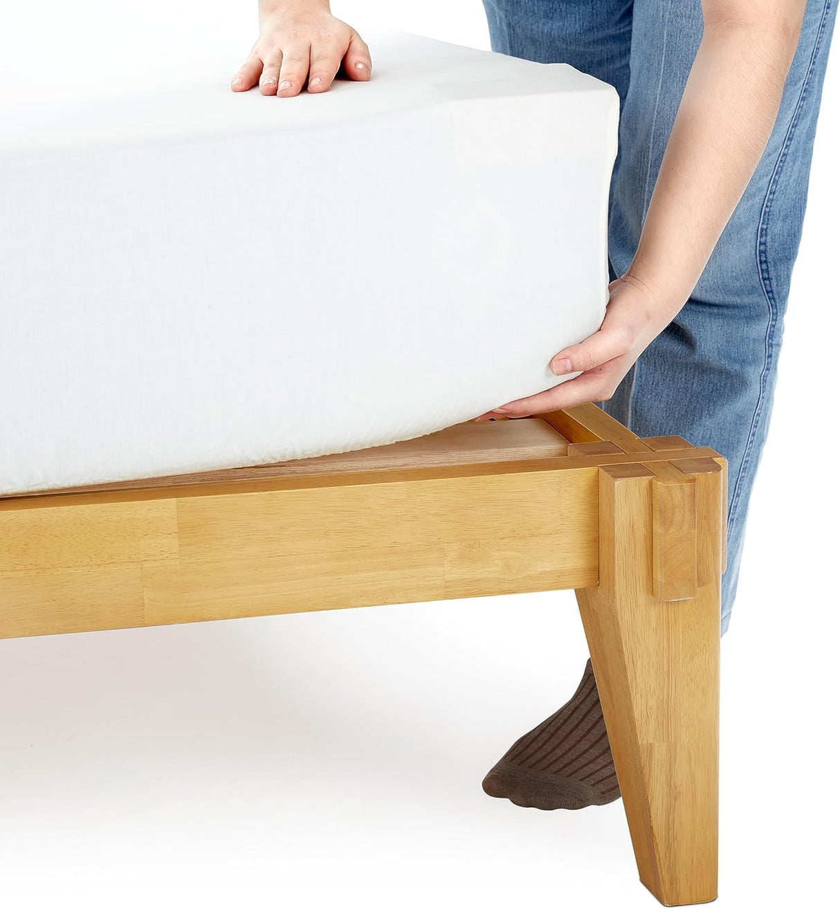 Bme Chalipa 14” Solid Wood Queen Bed Frame with Japanese Joinery - Minimalist Platform Design & Enhanced Storage Bme