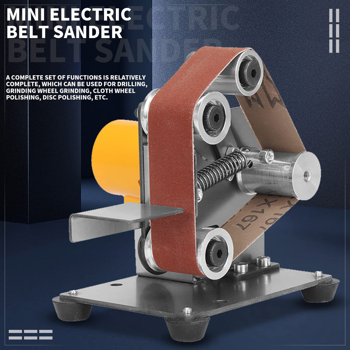 NuoDunco 3-In-1 Mini Belt Sander - Electric Bench Grinder Sanding Machine, 7 Adjustable Speed Table Polisher Buffer Handcraft System for Metal Wood DIY Craft Jewelry Stained Glass (Plus Kit) NuoDunco