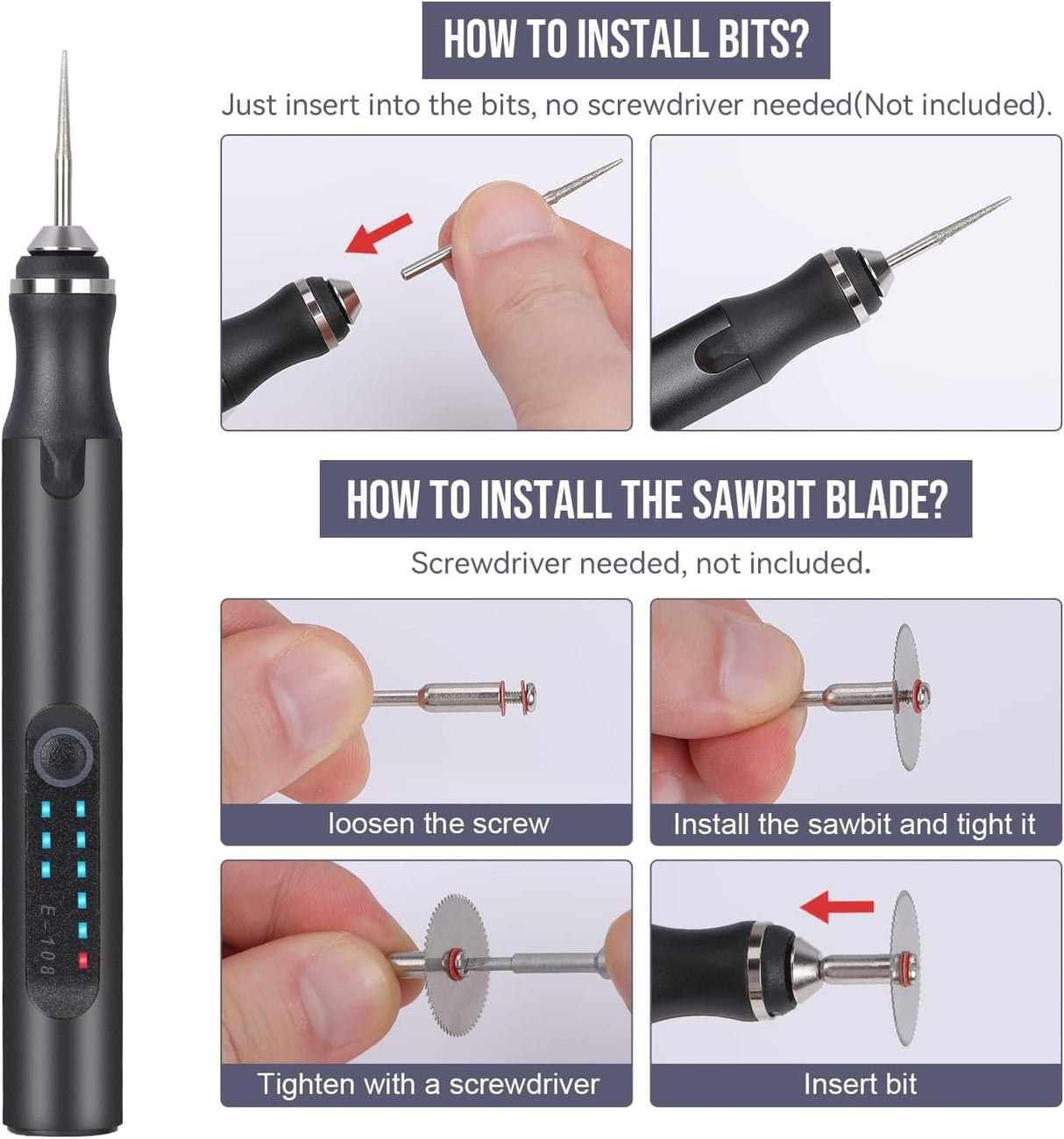 HOTROSE Electric Engraving Pen with 37 Bits, USB Rechargeable Cordless Engraving Machine, Portable DIY Rotary Engraver for Jewelry Wood Glass Stone Carving (Black) Hotrose