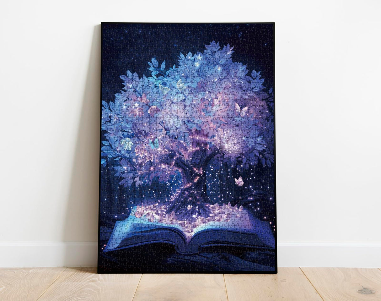 Tree of Life Puzzle for Adults 1000 Pieces, Hard Plant Book Jigsaw Puzzle, Difficult Fantasy Butterfly Puzzle BBOLDIN