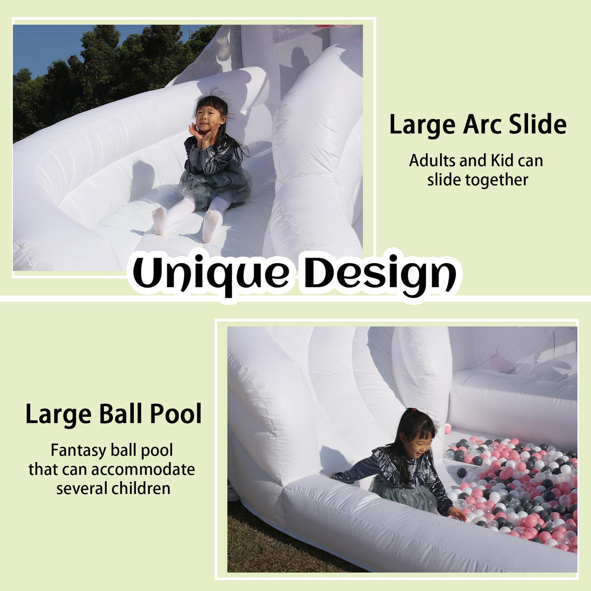 White Bounce House for Adults Kids,15.8FT Heavy Duty 100% PVC Large Commercial Bounce House Bouncy Castle with Big Slide and Ball Pit for Backyard,Birthday Party,Wedding,Outdoor Game Eachup