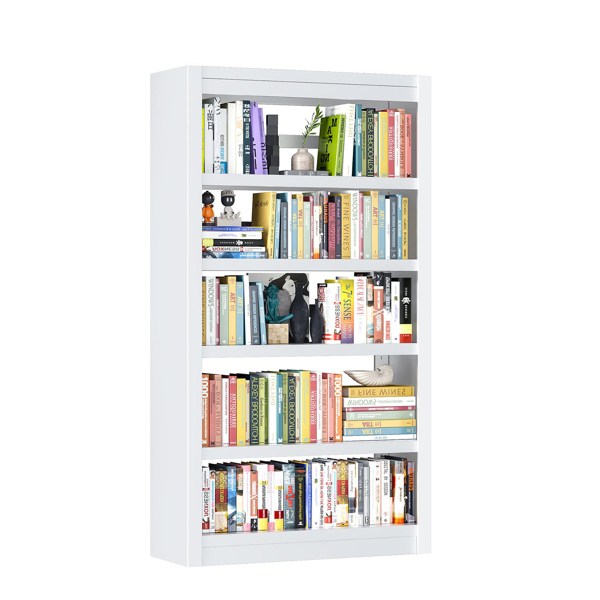 LyAosdFu Bookshelf, 5-Tier Sturdy Bookcase, Adjustable Book Shelf, Large Capacity per Shelf, Modern Book Shelf for Living Room, Home Office, Garage, Ideal for Home Organization & Stylish Upgrades LyAosdFu