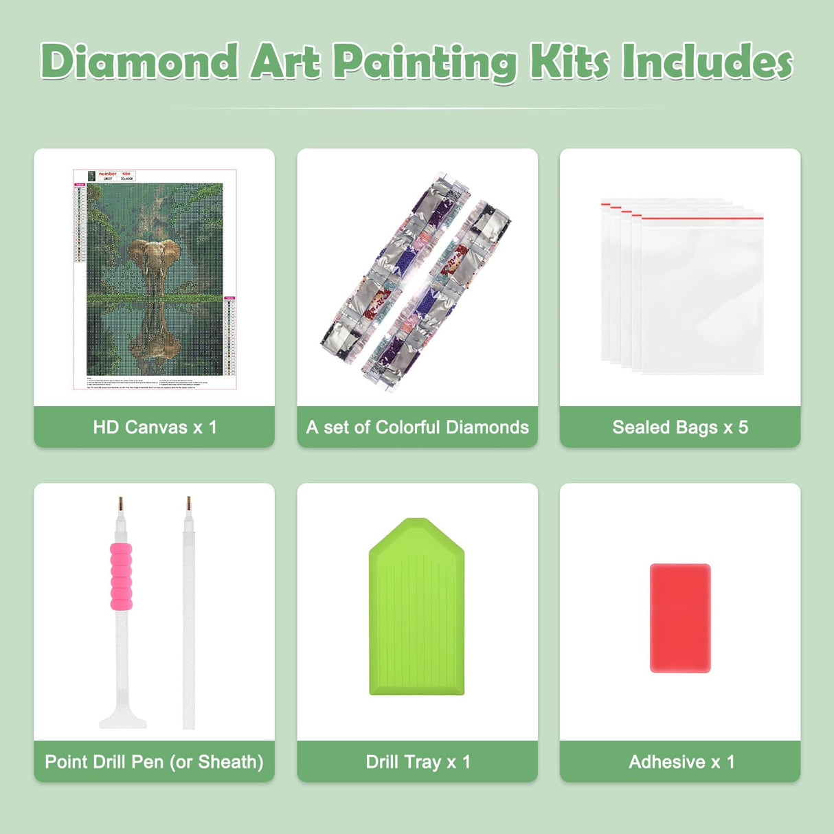 MOGTAA Elephant Diamond Art Kits for Adults, 5D Full Drill Diamond Painting Kits for Adults Beginners, DIY Landscape Round Diamond Dots for Adults, Gem Art for Home Decor 12 X 16Inch MOGTAA