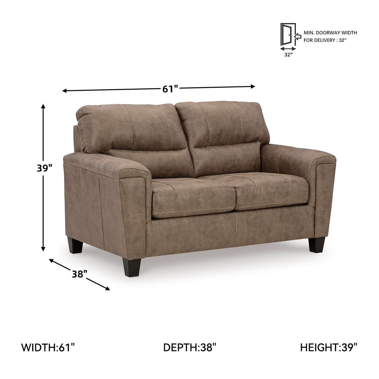 Signature Design by Ashley Navi Modern Loveseat with Removable Cushions, Dark Brown Signature Design by Ashley
