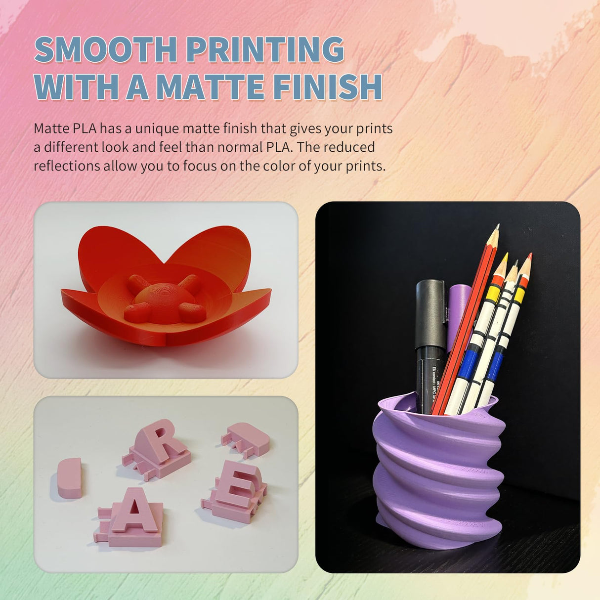 OVERTURE PLA Matte 3D Printer Filament 1.75mm, Matte PLA 1kg Cardboard Spool (2.2lbs), Dimensional Accuracy +/- 0.02 mm (Matte Light Brown) OVERTURE