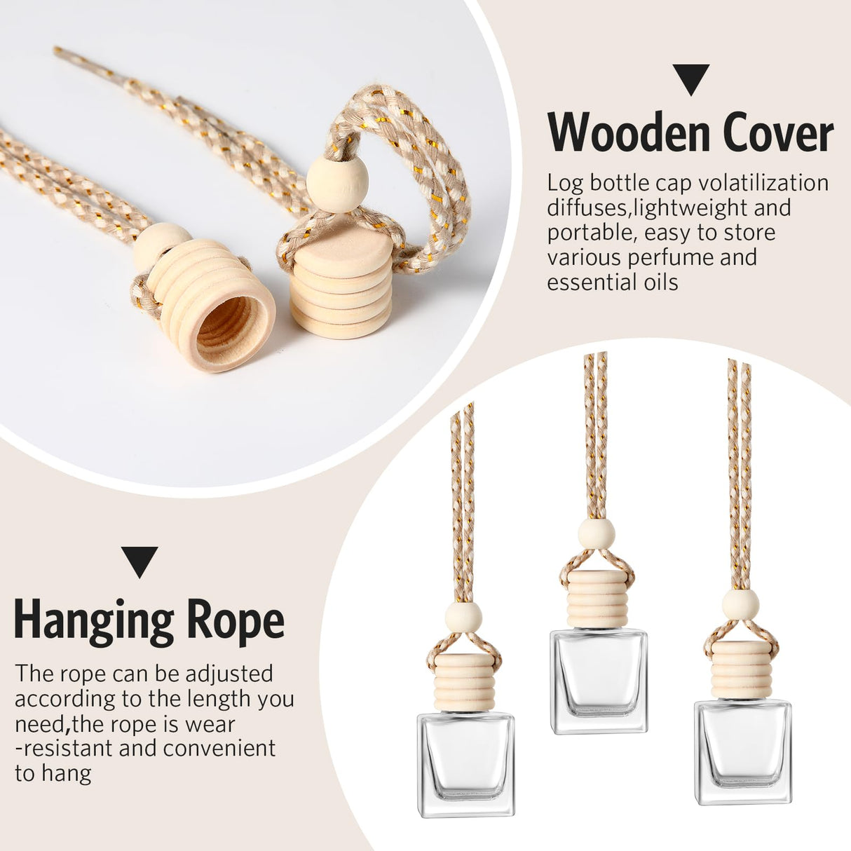 BBTO 100 Pcs Car Air Fresheners Diffuser with Wooden Cap Empty Aromatherapy Diffuser Clear Car Fragrance Holder Pendant Hanging Perfume Fresheners Bottles for Car Decor (Clear,Cube) BBTO