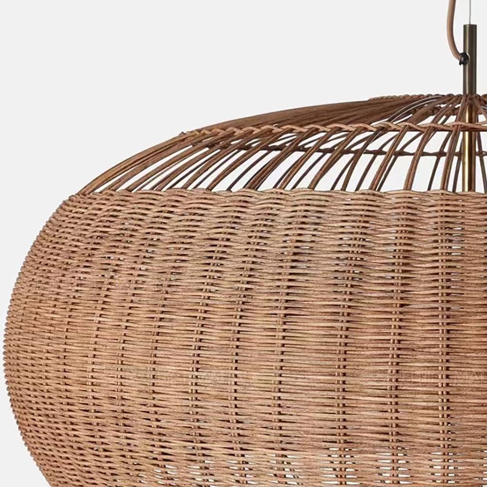 Rattan Handwoven Pendant Lights Adjustable Bamboo Wicker Hanging Lamp, Pendantt Light Fixture With Drum Basket Shade 1 Light Woven Pendant Light For Dining Room Living Room (Not Bulb Included) YUJIDAO