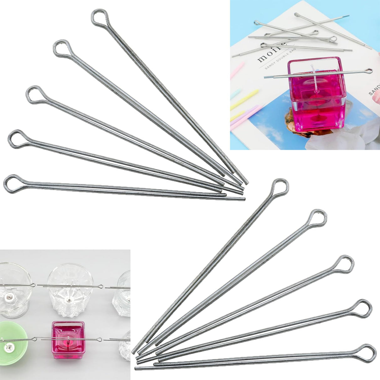 Heyous 10PCS Candle Making Supply Accessory DIY Candle Making Tool Metal Wick Holder Wick Holder Clip for Candle Making and Holding DIY Candle heyous