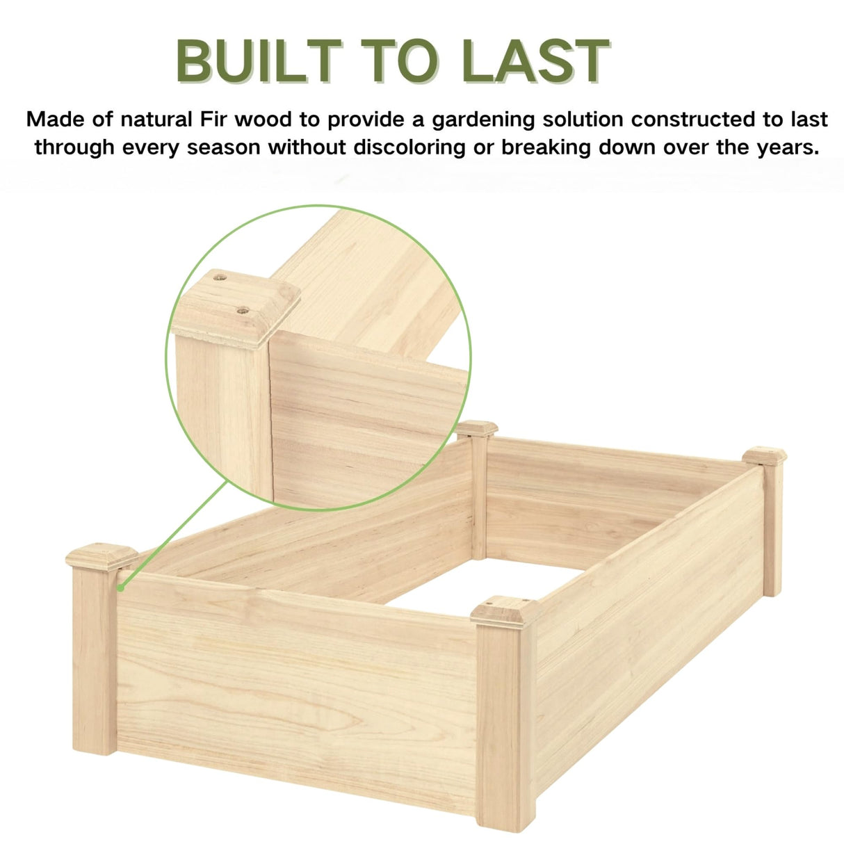 ZSYWODFO 4x2ft Outdoor Wooden Raised Garden Bed Planter for Vegetables, Garden, Lawn, Patio,48"(L) x 24"(W) x 9"(H) Raised Garden Bed;Planter Box-Natural Wood ZSYWODFO