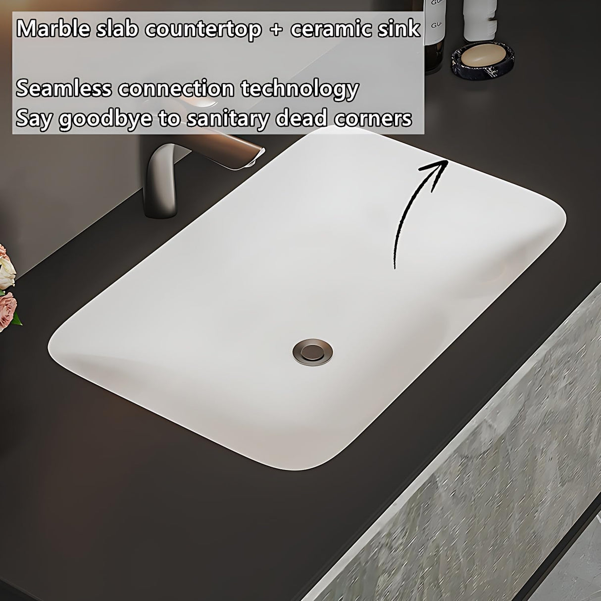 Bathroom Vanity with Sink - Single Sink Solid Wood Bathroom Sink Cabinet, LED Anti-Fog Mirror, Floating Vanity with Ample Storage, Easy Assembly, Modern Elegant Design, Wall Mount Installation (60") ZGNBSD