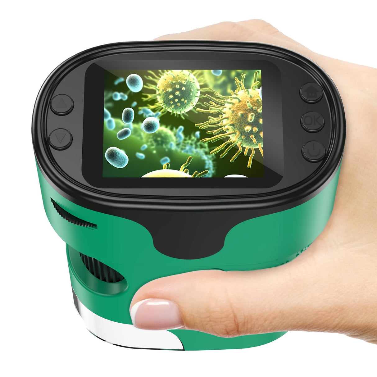 1000X Handheld Microscope for Kids 4K 2.0" Screen Rechargeable Mini Pocket Digital Microscopes w/Slides Kit Portable Edu Gift Age 4-6 8-12 Children Students (Green) BEBANG