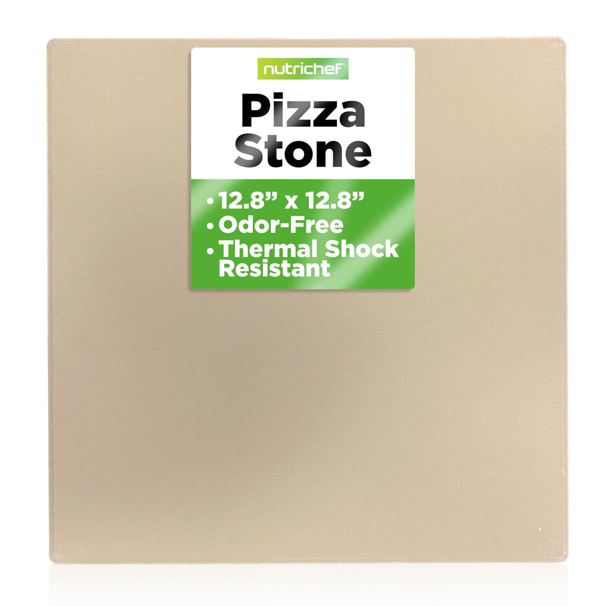 NutriChef Pizza Stone for Oven - Durable and Safe Cooking Stone for BBQ Grill and Oven, Thermal Shock Resistant Grilling Stone, For Pies, Pastry & Bread - 12.8” x 12.8” NutriChef