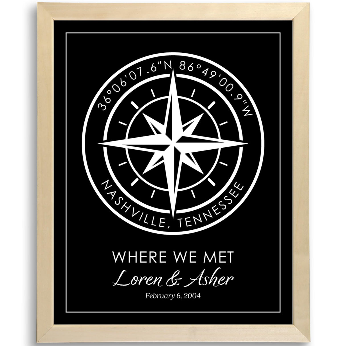Customizable Compass Coordinates Fine Art Print | Personalized Latitude & Longitude Gift for Special Occasions, Weddings or Anniversary (Black) DREAM BIG PRINTABLES