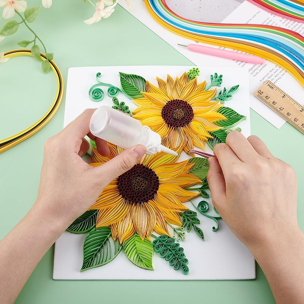 PH PandaHall Paper Quilling Kit 360pcs Paper Quilling Strips Sunflower Quilling Pattern Template Board Quilling Patterns DIY Crafts Set for Beginner Adults 9.6x8.2in PH PandaHall