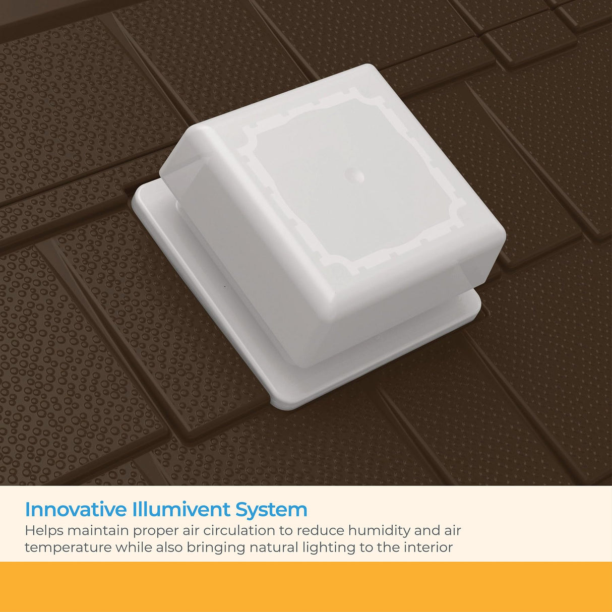 Suncast Vista 7x7 Storage Shed with Multi-Wall Resin Panels, 4 Skylights, IllumiVent System, and Pad-Lockable Doors, 84" D x 84" W x 98" H Suncast