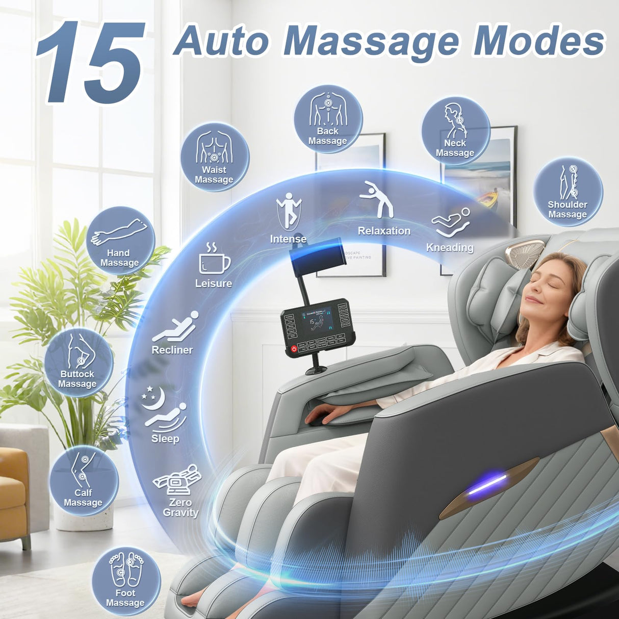 Srfzluxy Massage Chair Full Body, Zero Gravity Massage Chair with 16 Fix Rollers, Auto Massage Program, Foot and Calf Massage, Recliner Chair with Heating, Touch Screen Controller, Bluetooth Speaker Srfzluxy