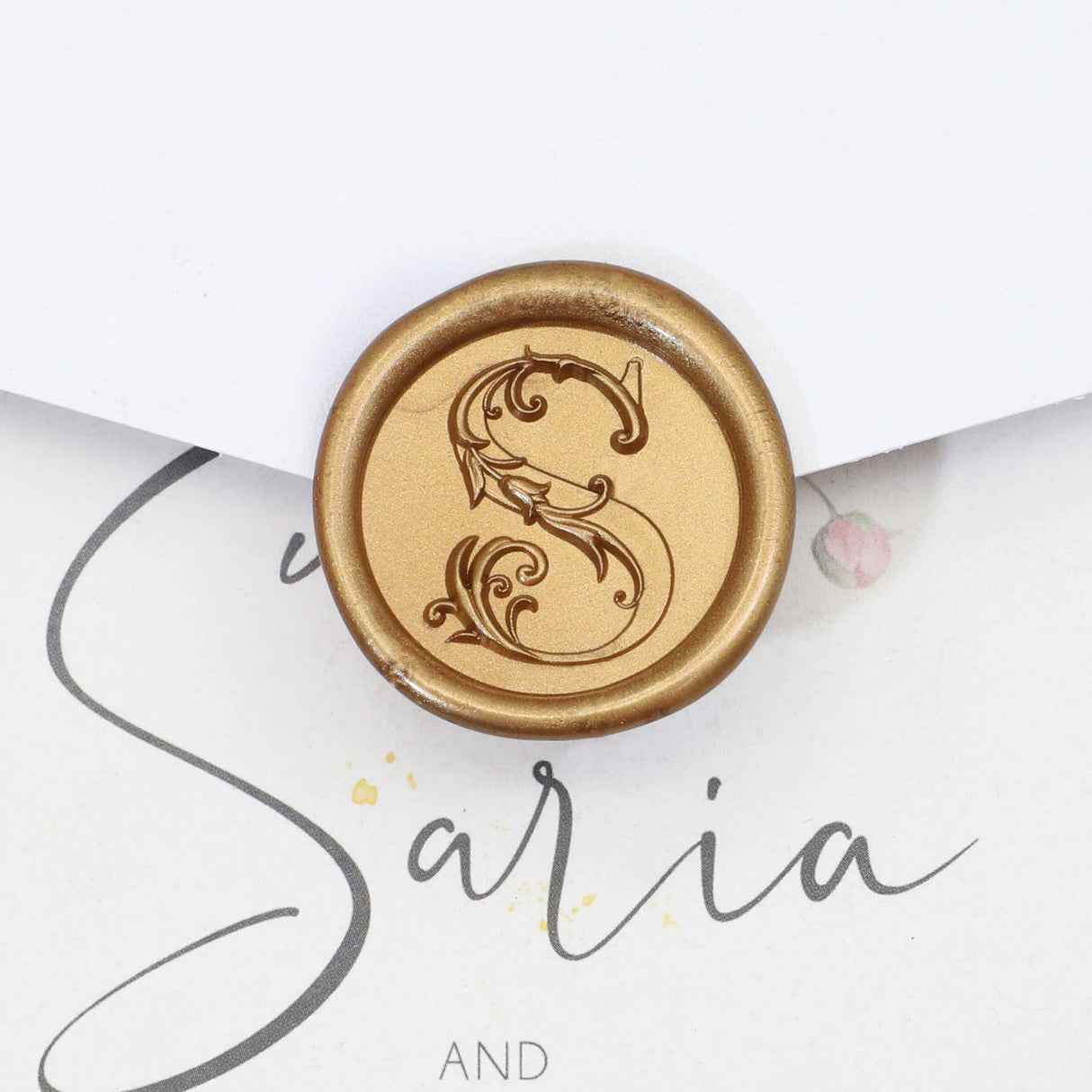 Letter Wax Seal Stamp Kit, SWANGSA 3D Floral Initial Alphabet S Sealing Stamp and 200pcs Sealing Wax Beads Kit for Wedding Invitations Cards Envelopes SWANGSA