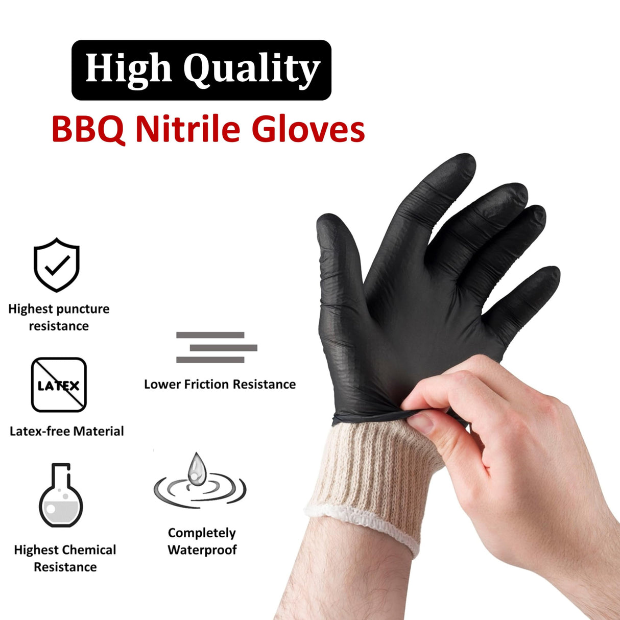 Tackleit BBQ Gloves 2 Cotton Glove Liners and 50 Disposable Nitrile for Cooking Baking Grilling Washable Cotton Liners Powder Latex Free Nitrile Gloves Tackleit