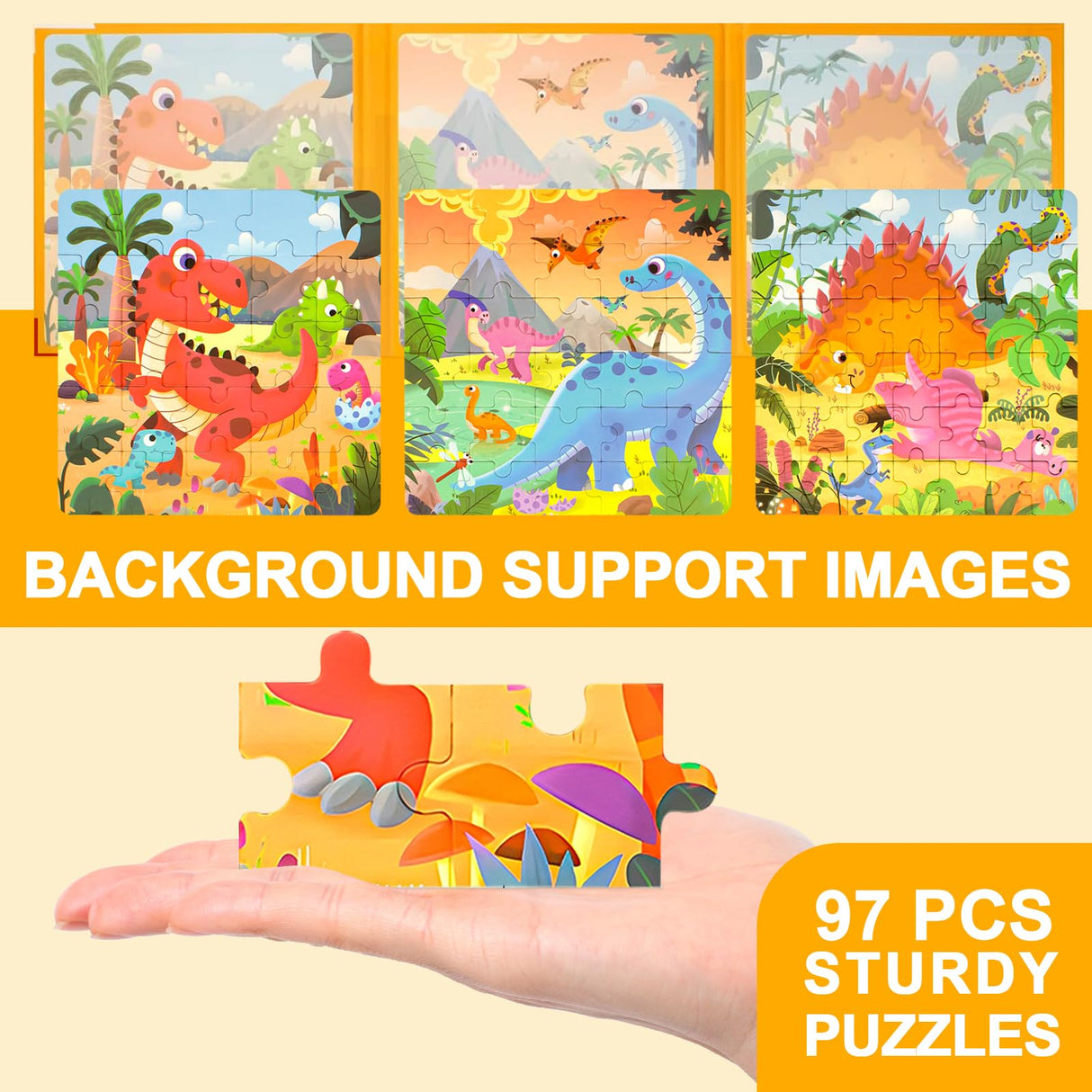 Magnetic Puzzles for Kids Ages 3-5, 3 in 1 Dinosaurs Magnetic Jigsaw Puzzle Book, Travel Puzzles Toys for Toddlers 3-8 Year (Dinosaur World) EREBADI