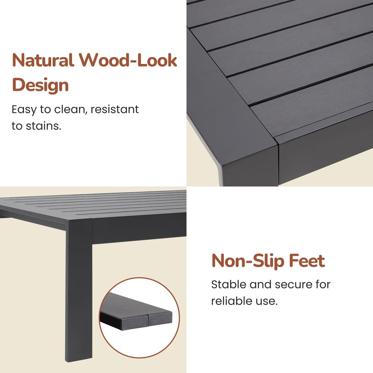 Solaste Aluminum Patio Furniture Set,7 Seats Modern Outdoor Conversation Set Metal Patio Furniture Set Sectional Sofa with Upgrade Cushion and Coffee Table,Dark Grey Solaste