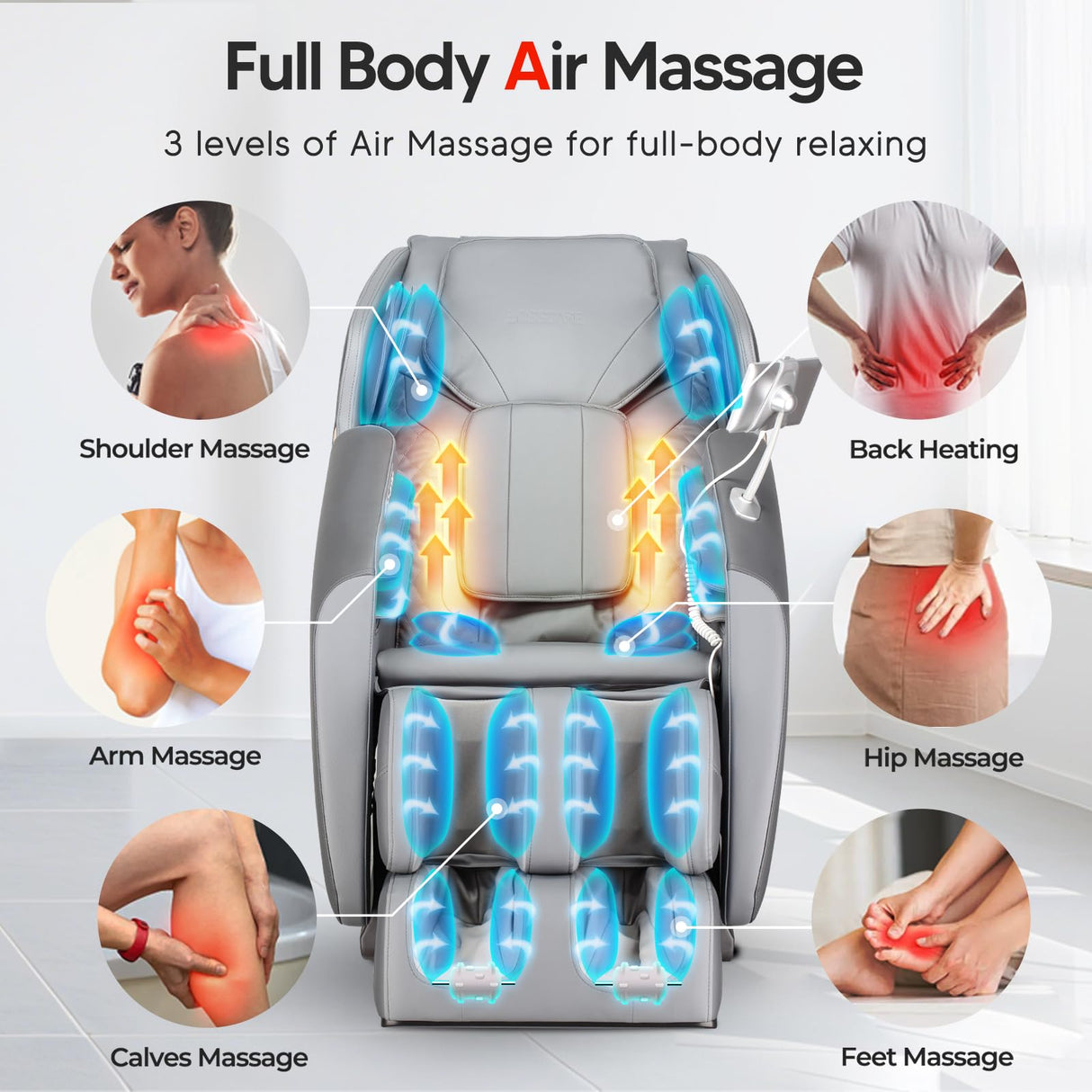 BOSSCARE 2025 Full Body Zero Gravity Massage Chair, APP Control Shiatsu Massaging Recliner with Foot Roller, Back Heated, Bluetooth Speaker, Touch Screen for Family & Friends BOSSCARE